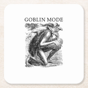 Goblin Mode Goblincore Vintage Aesthetic Funny Off Square Paper Coaster