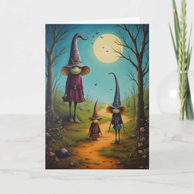 Goblin Mom and Kids Halloween Card (Front)