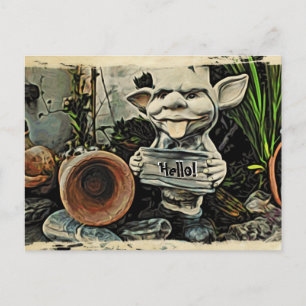 Goblin Placard "Hello" Postcard