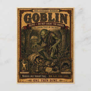 Goblin, Vintage Circus Monster Postcard