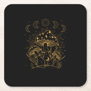 Goblincore Aesthetic Academia Cottagecore Mushroom Square Paper Coaster