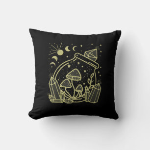 Goblincore Aesthetic Cottagecore Academia Mushroom Throw Pillow