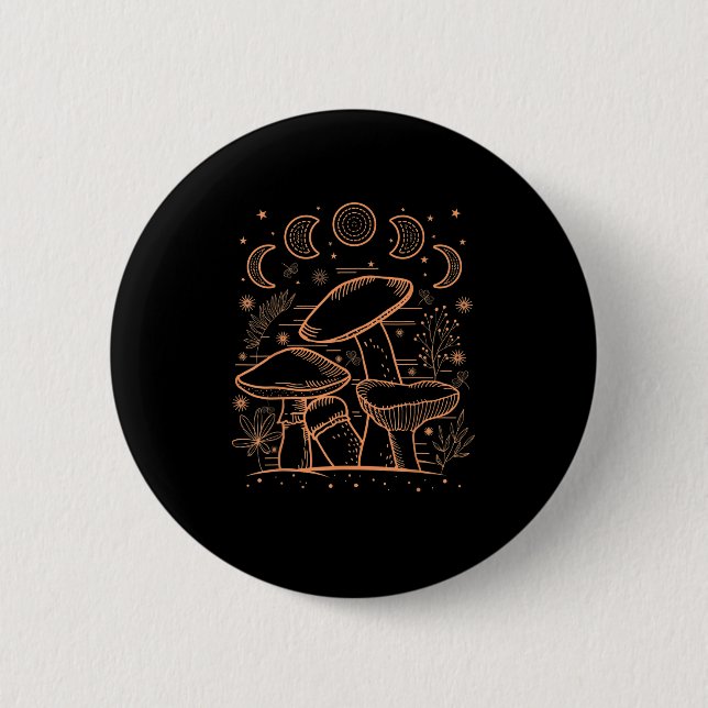 Goblincore Aesthetic Mushroom Fungi Academia 2 Inch Round Button (Front)