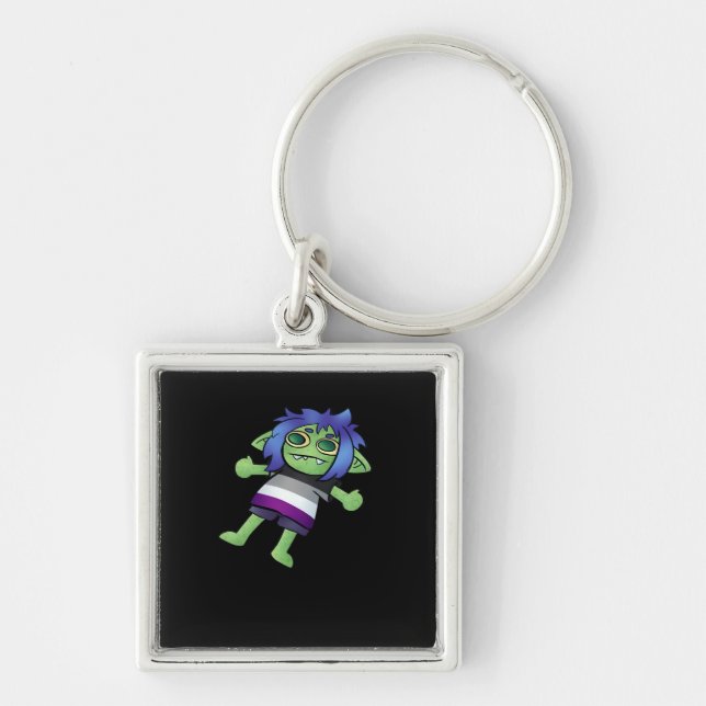 Goblincore Asexual Pride Goblin Classic Keychain (Front)