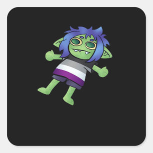 Goblincore Asexual Pride Goblin Classic Square Sticker