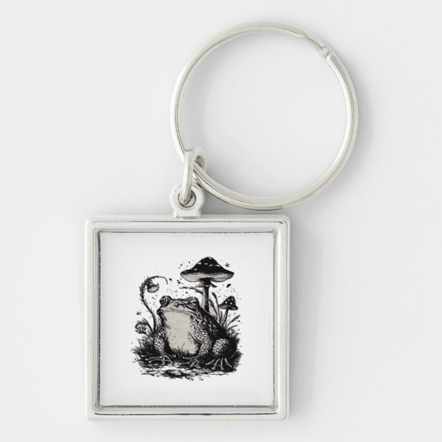 Goblincore Frog Minimal Classic Design Keychain (Front)