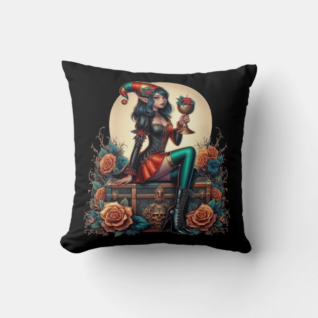 Goblincore Gothic Fairy Fantasy Hallowmas         Throw Pillow (Front)
