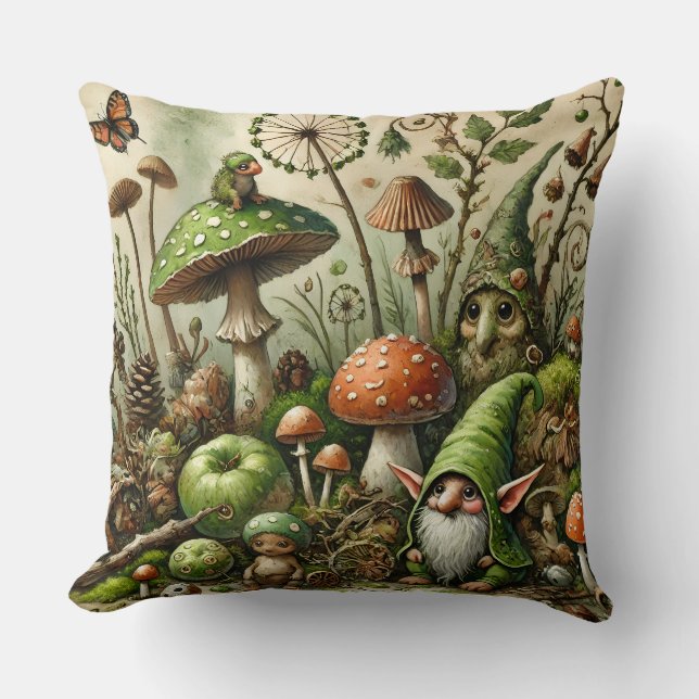 Goblincore Throw Pillow (Front)