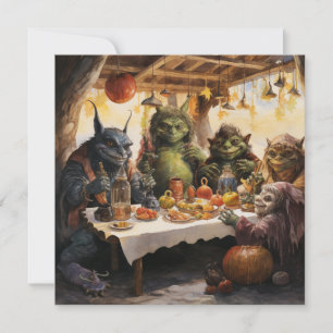 👻🍽️ "Goblins & Grub Gathering"! 🍽️👻 Halloween  Invitation