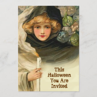 Goblins Peeking Vintage Halloween Party Invitation