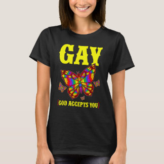 God Accepts You Butterfly Lgbt T-Shirt