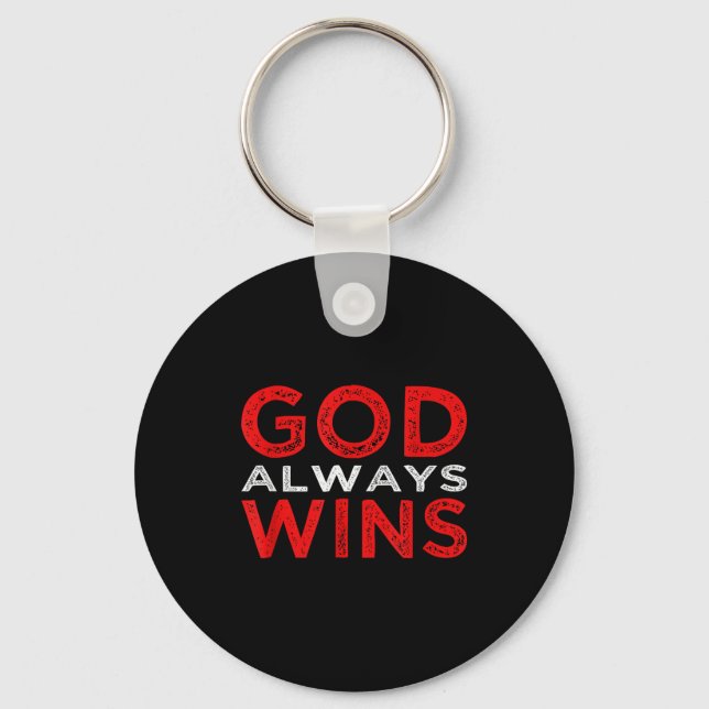 God Always Wins Religious  Keychain (Front)