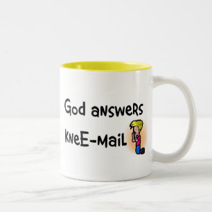 God answers kneE-mail christian gift Two-Tone Coffee Mug