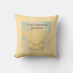 God Answers Prayers – Inspirational Christian Artw Throw Pillow