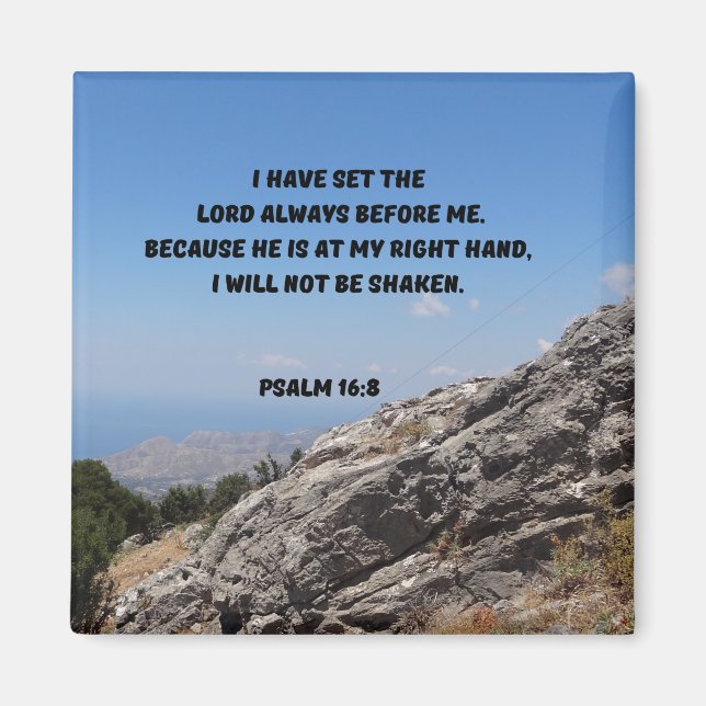 God At My Right Hand Psalm 16:8 Bible Verse Magnet (Front)