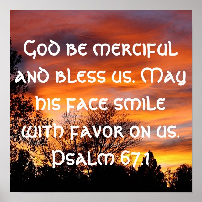 God be merciful bible verse Psalm 67:1 Poster (Front)