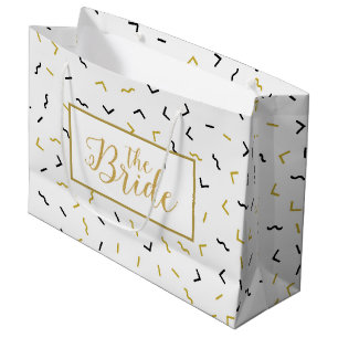 God & black squiggly Ines and corner pattern Large Gift Bag