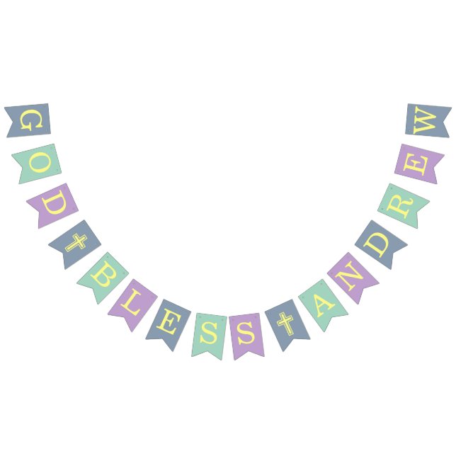 God Bless 6 Letters Blue Green Baptism Communion Bunting Flags (All)