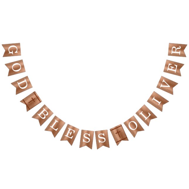 God Bless 6 Letters Copper Baptism First Communion Bunting Flags (All)
