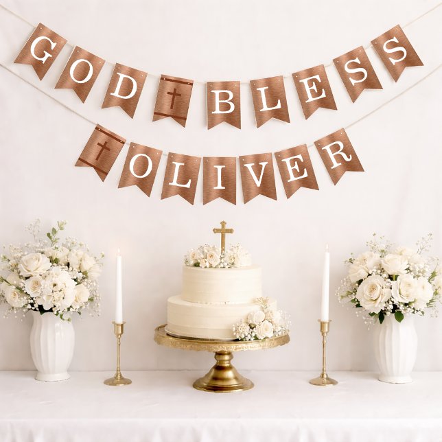 God Bless 6 Letters Copper Baptism First Communion Bunting Flags (Creator Uploaded)