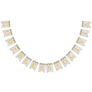 God Bless 6 Letters Floral Calla Baptism Communion Bunting Flags