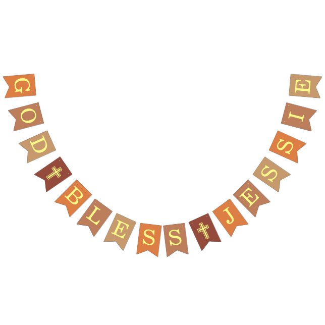 God Bless 6 Letters Neutrals Baptism Confirmation Bunting Flags (All)