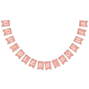 God Bless 6 Letters Rose Gold Baptism Communion Bunting Flags