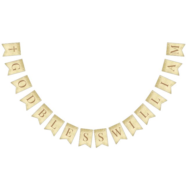 God Bless 7 Letters Brown Parchment Confirmation Bunting Flags (All)