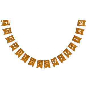 God Bless 7 Letters Name Gold Baptism Communion Bunting Flags