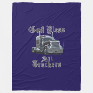 God Bless All Trucker Fleece Blanket