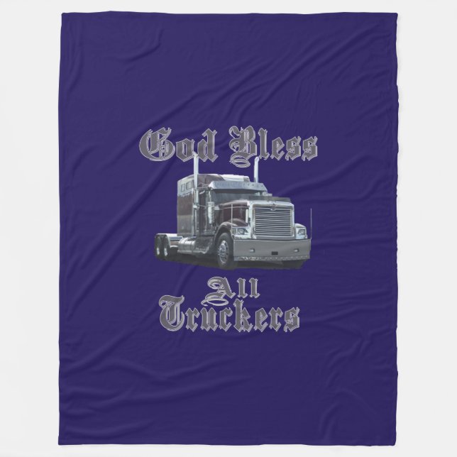 God Bless All Trucker Fleece Blanket (Front)