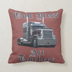 God Bless All Truckers Throw Pillow