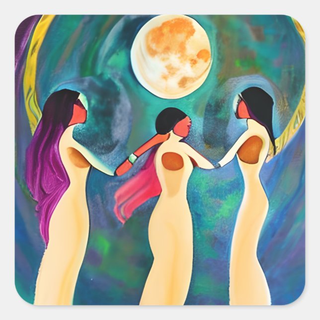 God Bless All Under the Moon Square Sticker (Front)