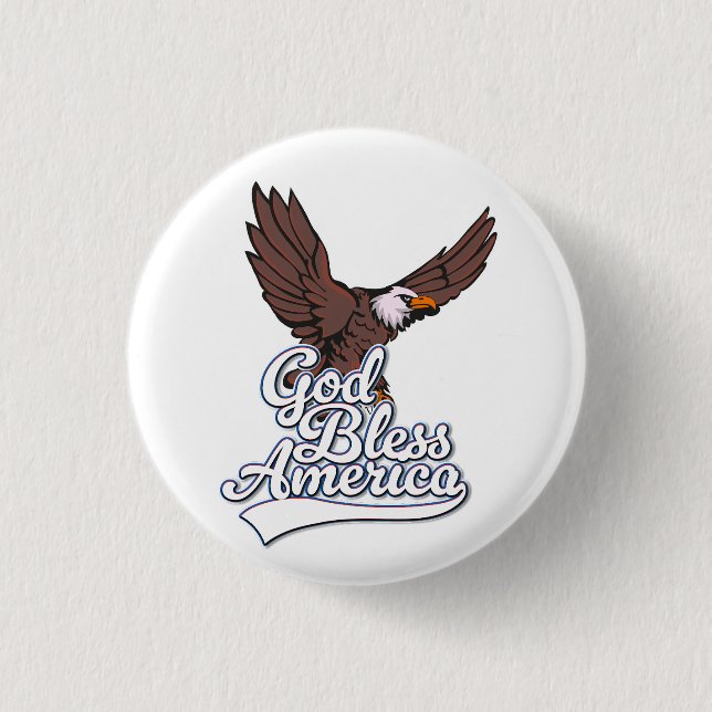 God Bless America 1 Inch Round Button (Front)