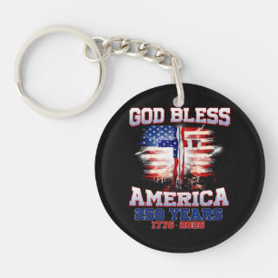 God Bless America 250 Years 1776 2026 Keychain