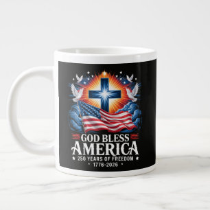 God Bless America 250 Years 1776-2026 Large Coffee Mug