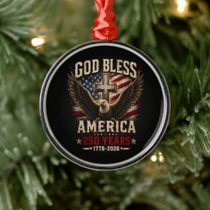 God Bless America 250 Years 1776-2026 Metal Ornament