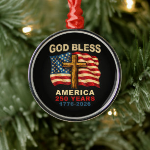 God Bless America 250 Years 1776-2026 Metal Ornament