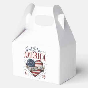 God Bless America 250th Patriotic Heart Flag Favor Box