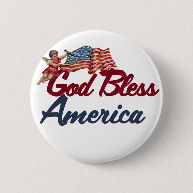 God bless America 2 Inch Round Button (Front)