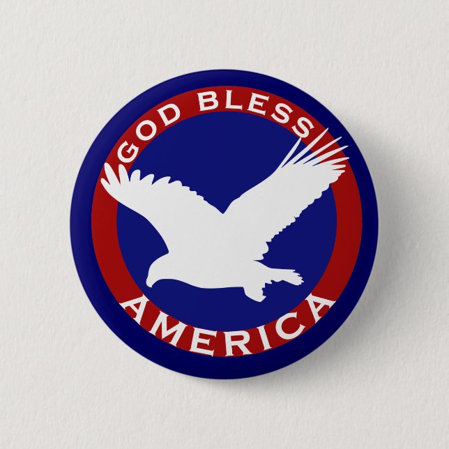 God Bless America 2 Inch Round Button (Front)