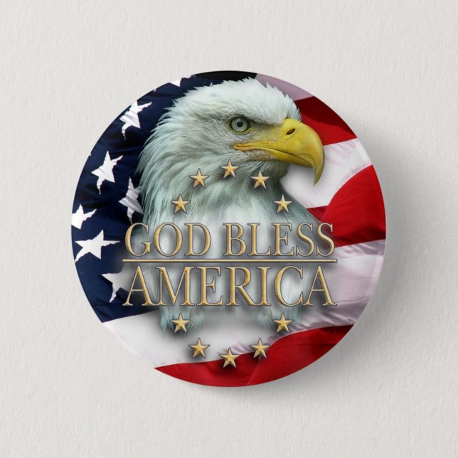 God Bless America 2 Inch Round Button (Front)