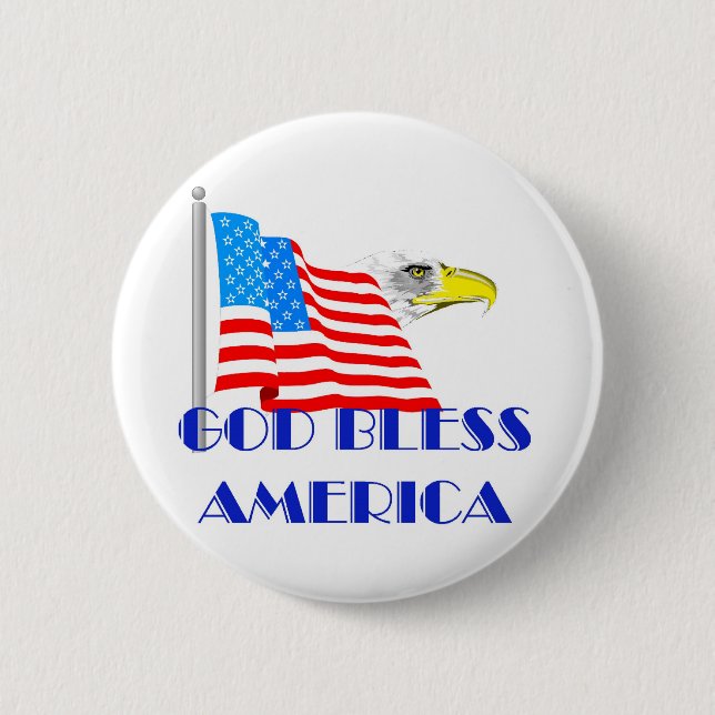 God Bless America 2 Inch Round Button (Front)