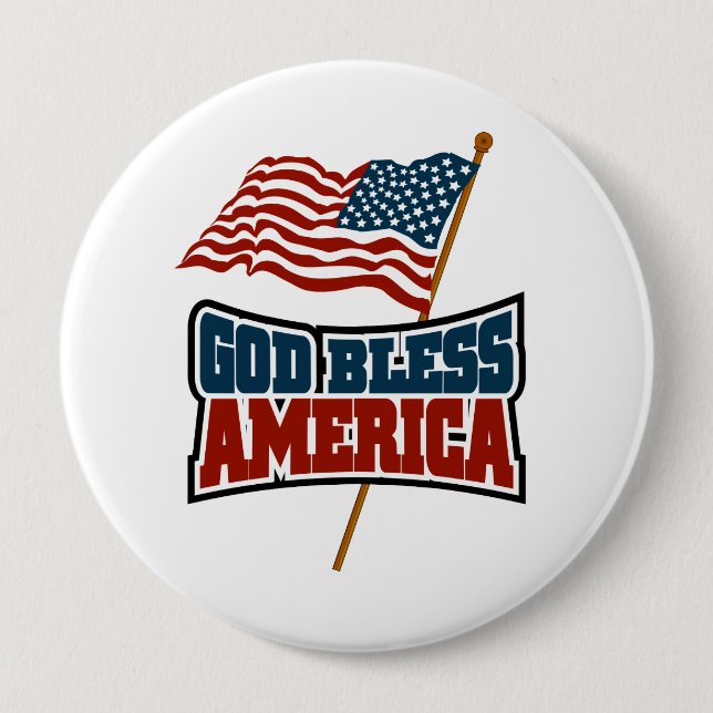 God Bless America 4 Inch Round Button (Front)