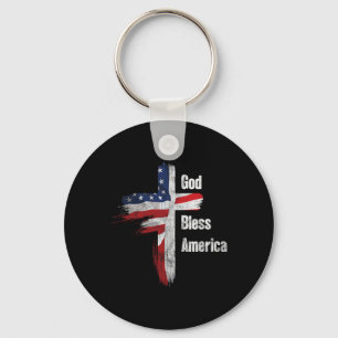 God Bless America 4th Of July Christian Patriot Us Keychain