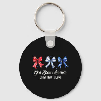 God Bless America 4th Of July Patriotic Bow Keychain