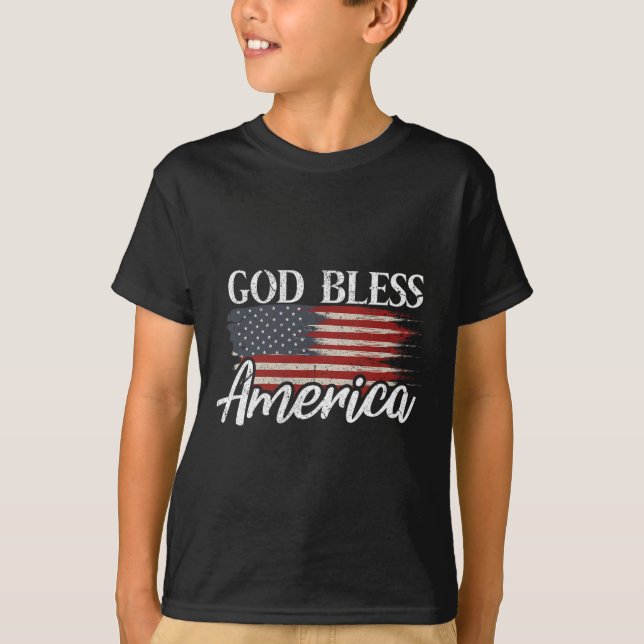 God Bless America 4th Of July Patriotic Usa  T-Shirt (Front)