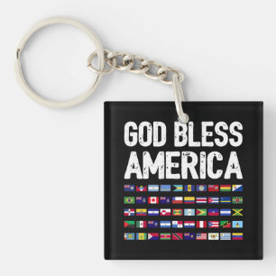God Bless America All Countries Latino Pride I Keychain