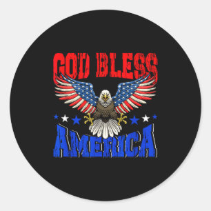 God bless america american eagle flag 4th julyGod Classic Round Sticker