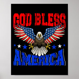 God bless america american eagle flag 4th julyGod Poster